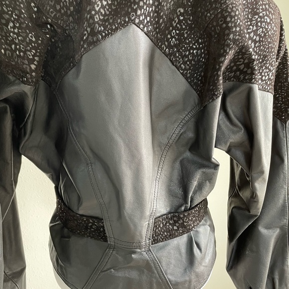 Vintage Black Animal Print Chia Leather Jacket - Picture 11 of 14